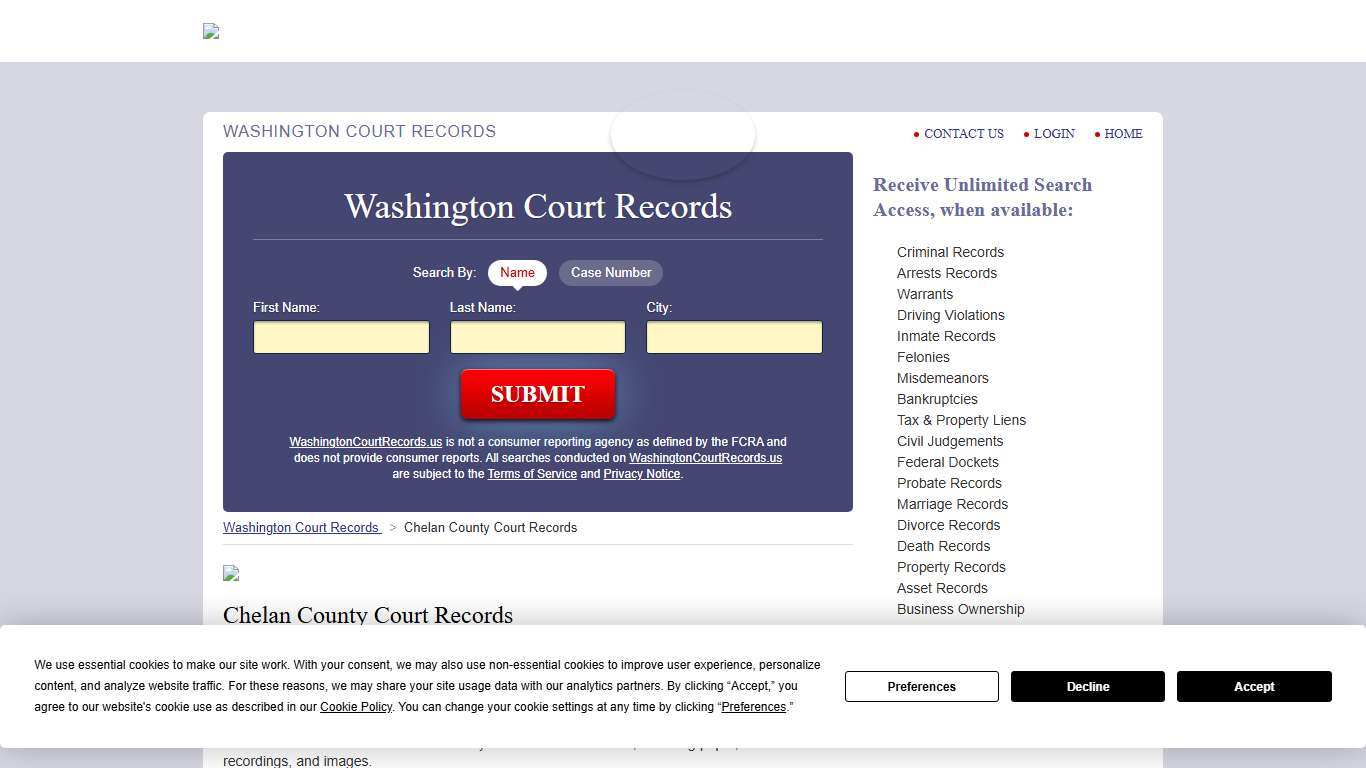 Chelan County Court Records | WashingtonCourtRecords.us